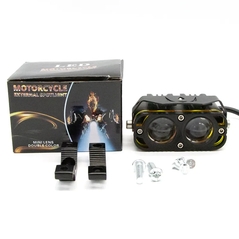 

Off-Road Motorcycle LED Spot Light Waterproof Lens Dual-Eye Auxiliary Headlamp Electric Scooter Led Lights Car Accessories