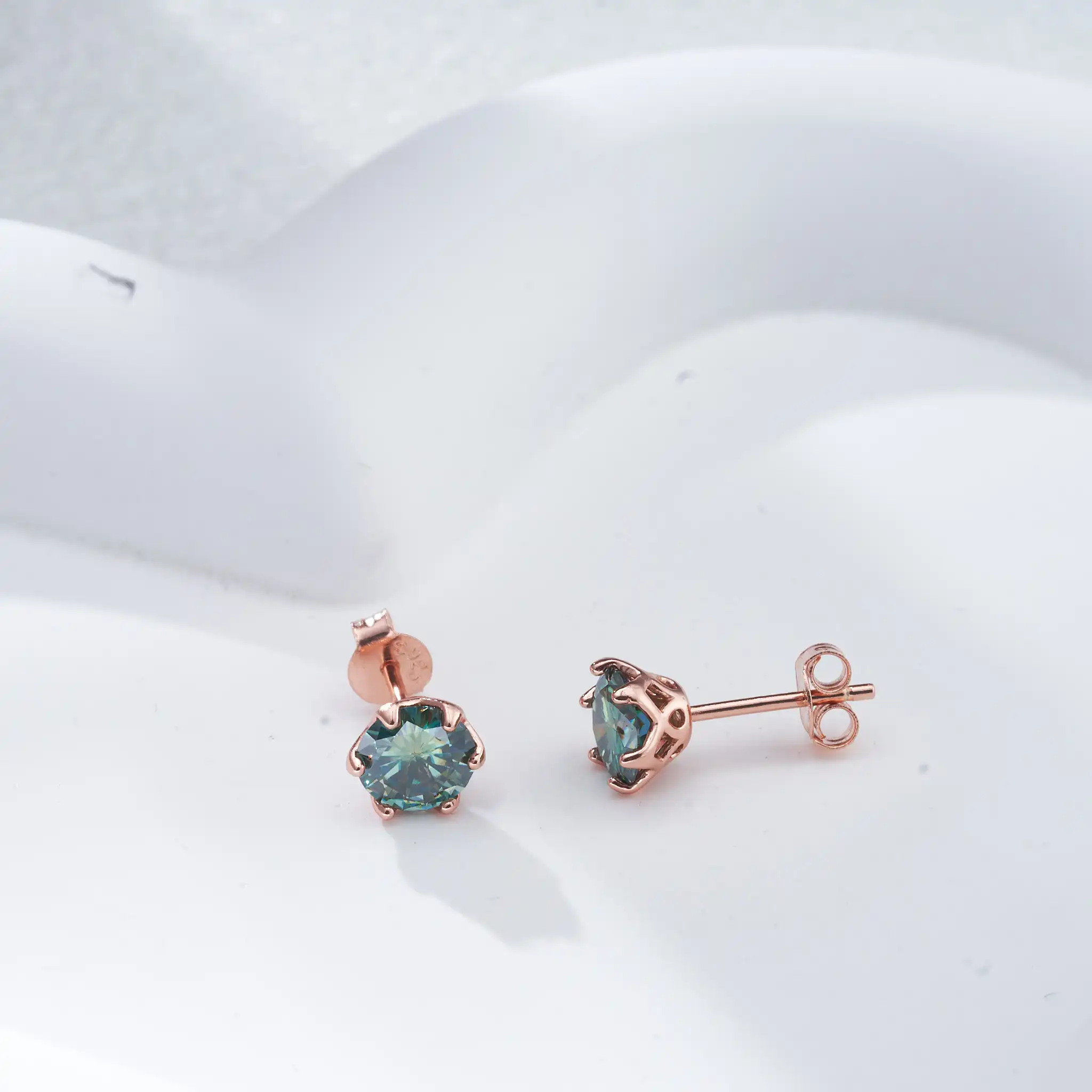 Sparkling 3-Piece Moissanite Set With GRA Tester  Rose Gold Plated Sterling Silver Necklace, Earrings, Ring Suite for Women