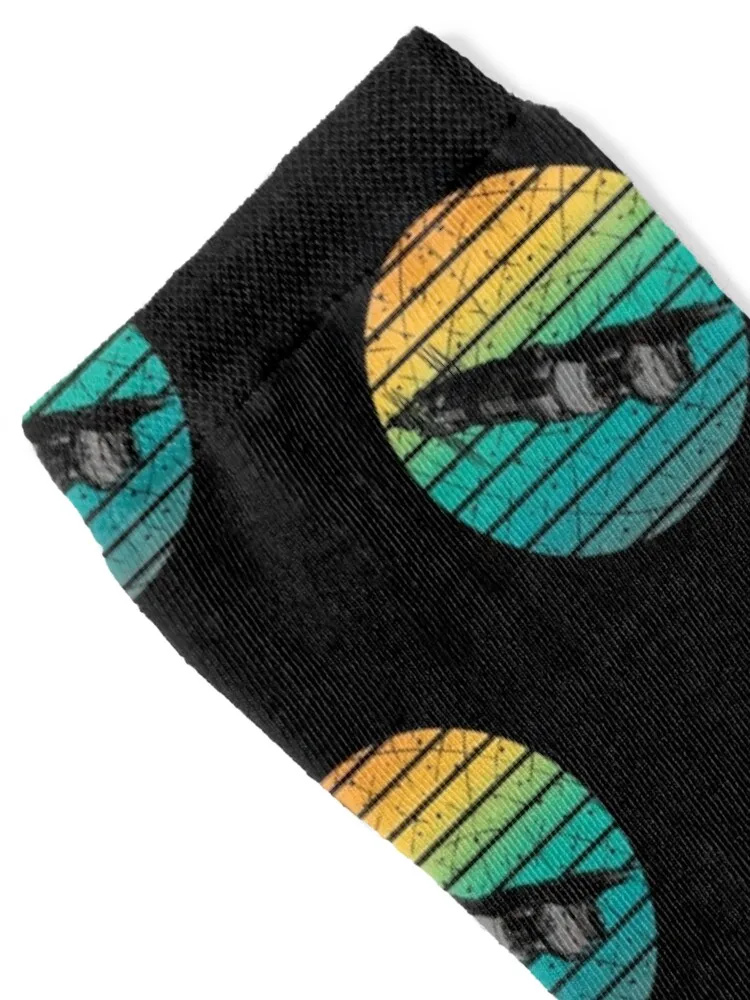 Space Station - Sunset - Black - Sci-Fi Socks japanese fashion funny gift gym Wholesale Socks For Man Women's