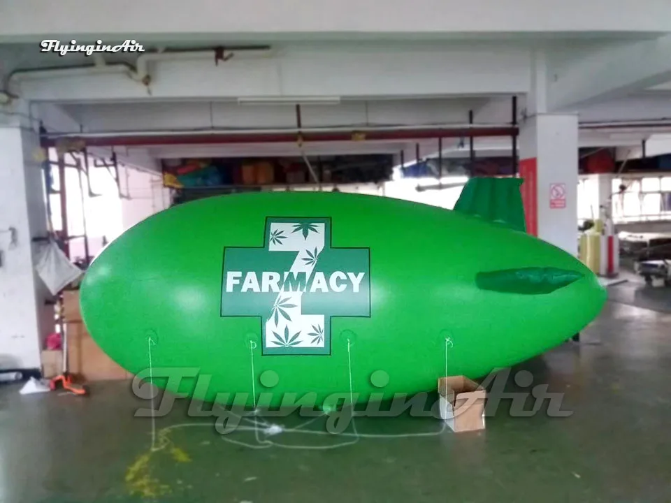 Outdoor Advertising Inflatable Zeppelin Helium Balloon PVC White Flying Blimp Air Blow Up Airship For Parade Show