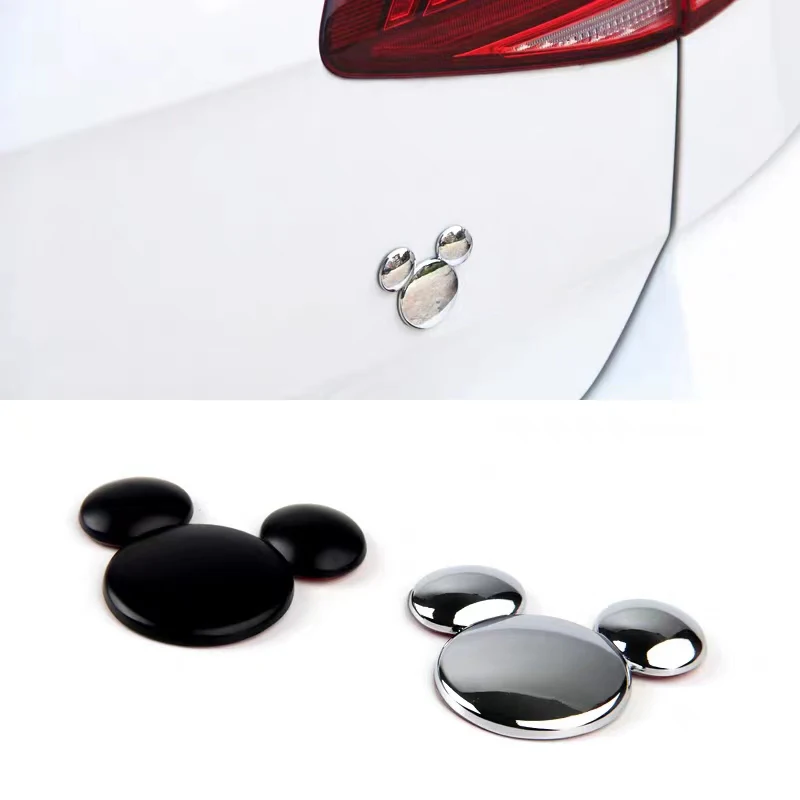 6x5cm 1Pcs/Lot Ear Metal Car Personality Car Stickers 3D Stereo Creative Car Logo Mickey Minnie Decorative Decal Accessories