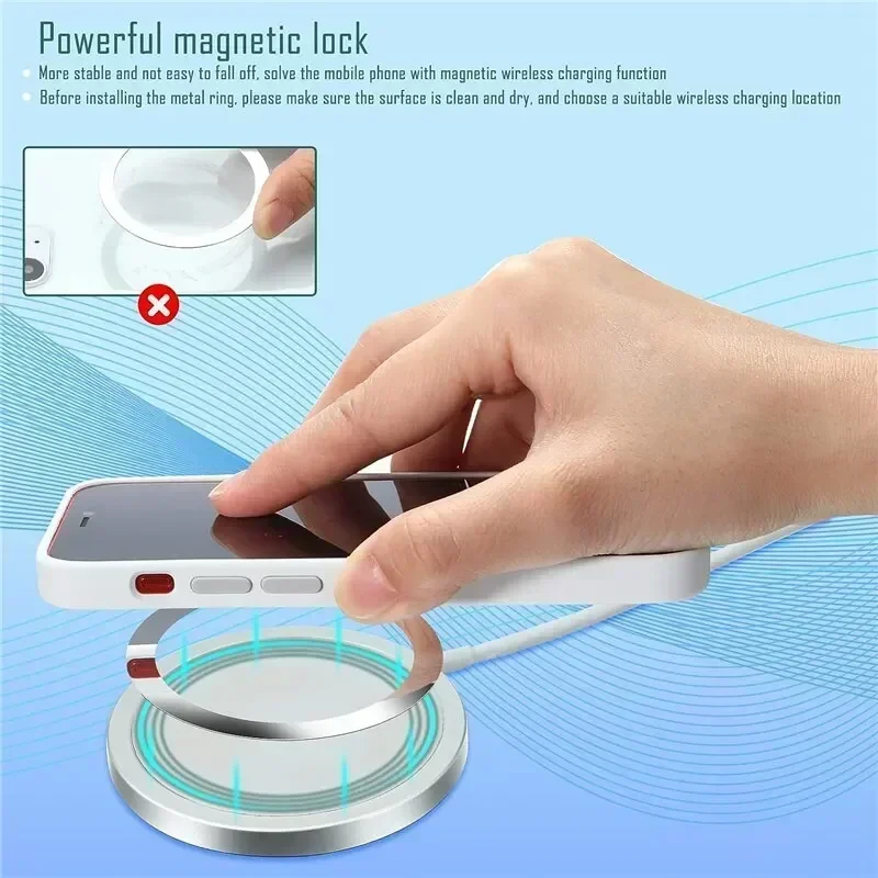 VIKEFON Magnetic Metal Plate Sticker Rings For Wireless Charger Magnet Car Mobile Phone Holder Iron Sheet For iPhone 16 15 14 13