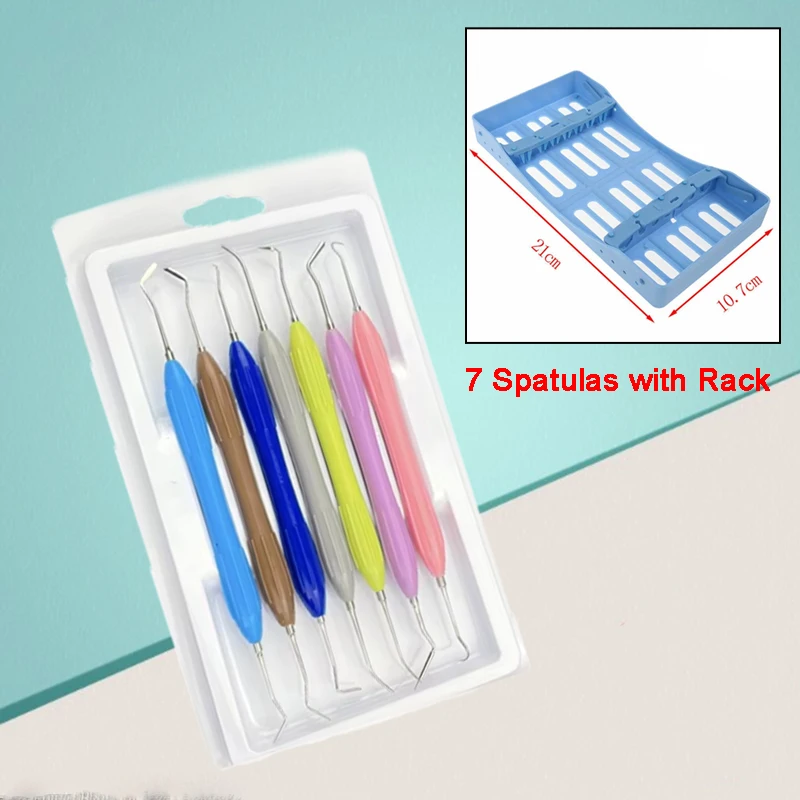

7Pcs Dental Aesthetic Restoration Set with Disinfection Rack Composite Resin Filling Spatulas Kit for Dentist Tools