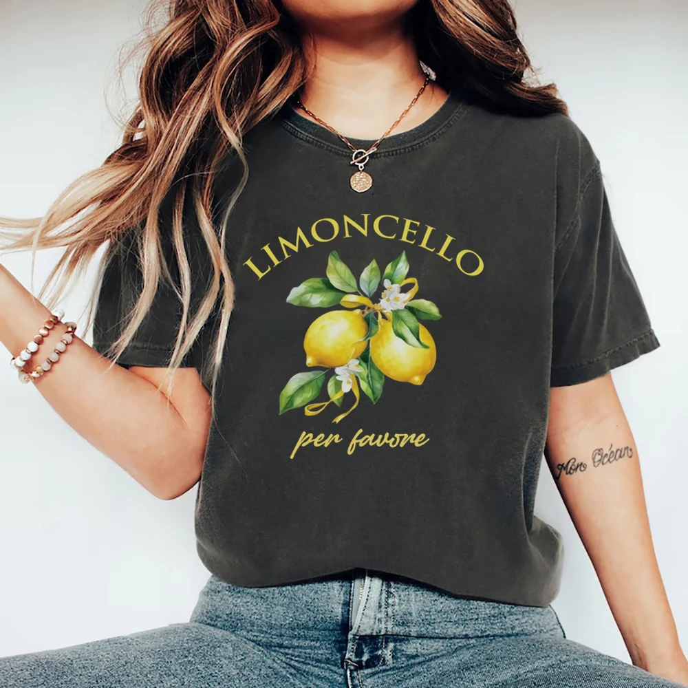 

Limoncello T Shirt Capri Italy T-shirt Amalfi Coast Tshirt Women Short Sleeve Graphic T Shirts Italian Lemons Tee Women Clothes
