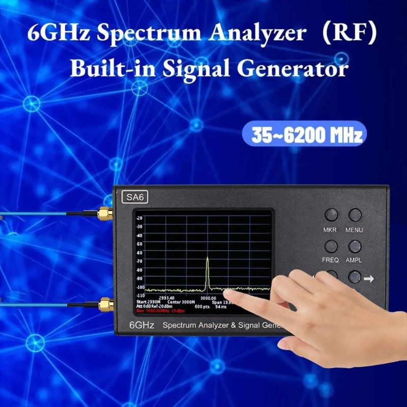 

Spectrum Analyzers, Frequency Analyzers 35MHz to 6200Mhz Input, Generators 3.2'' Display