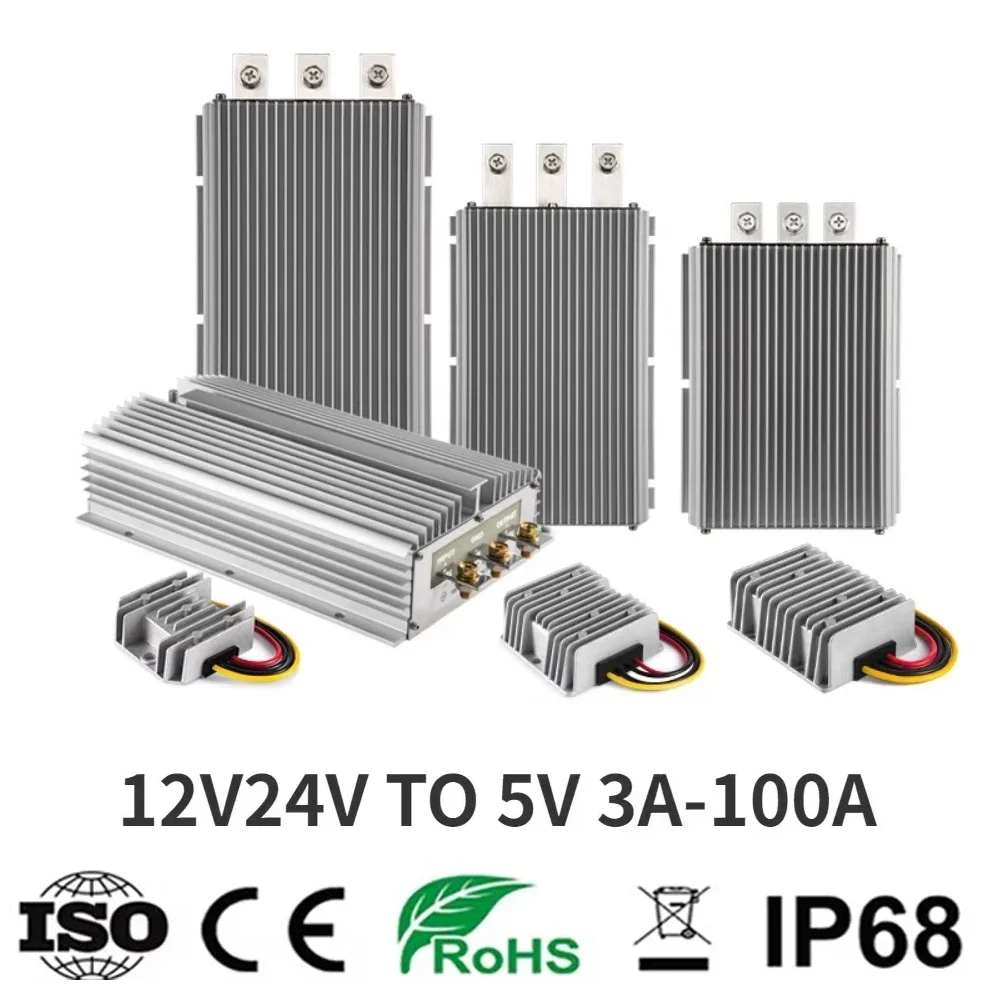 12V 24V to 5V 3A-100A DC Converter Regulator Car LED Step Down Reducer Power Supply Buck Voltage Reducer Voltage Converter