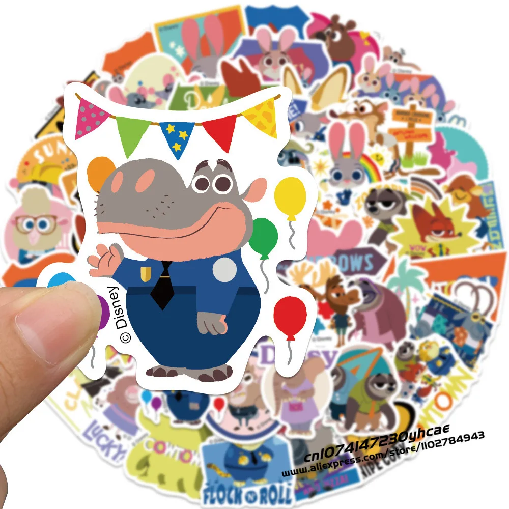 50pc Zootopia Stickers for Disney Princess Frozen Anime Sticker Pack for Cars Bags Pegatinas Adesivo