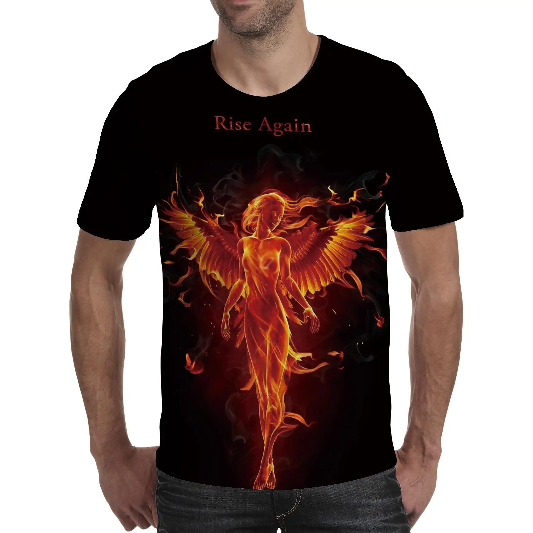 Men Fantasy Demon Vs Girl 3D Print T‑Shirt Sci‑Fi Magic Energy Lightning O‑Neck Short Sleeve Casual Summer Streetwear Tee Tops