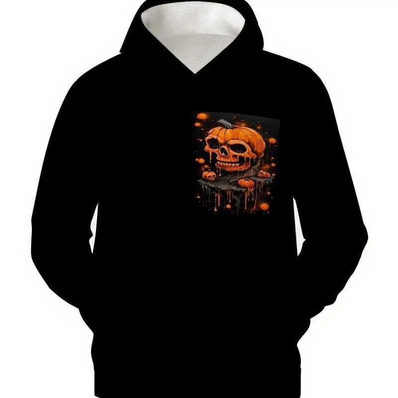 

Pumpkin Letter Print Men's Hoodie Autumn/Winter Casual Fashion Long Sleeve Top Outdoor Halloween Elements Party Men Sweatshirts