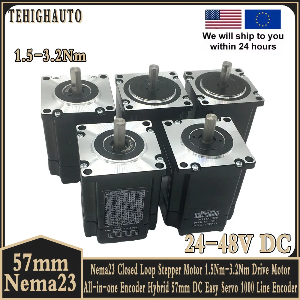 Nema23 57 폐쇄 루프 스테퍼 모터 드라이브 올인원 인코더 하이브리드 8mm 샤프트 57mm 간편한 서보 모터 1000 라인 인코더 DC24-48V