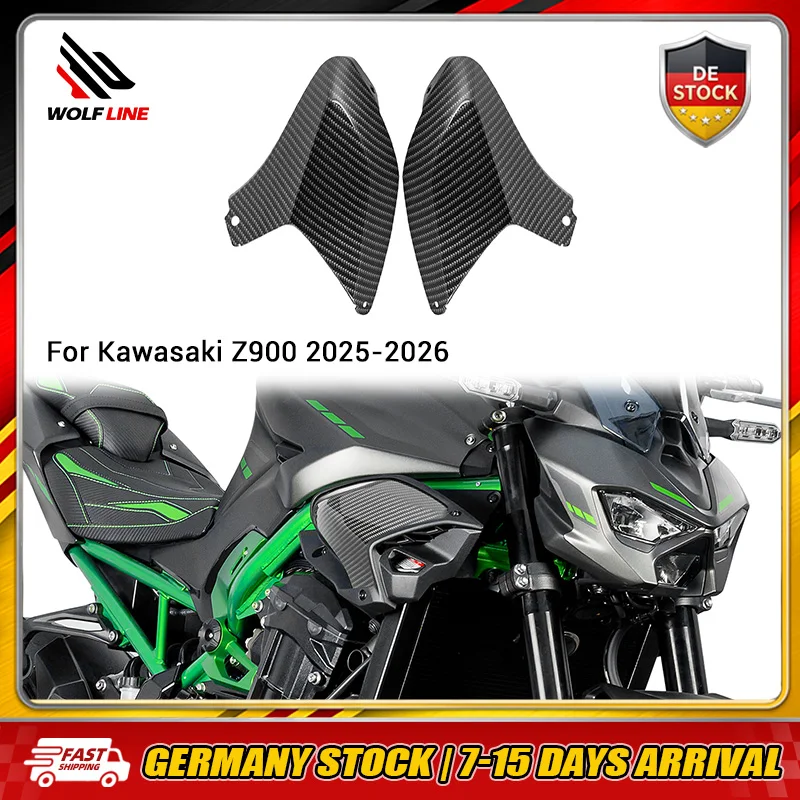 WOLFLINE Motorrad-Kühlerseitenabdeckung Verkleidung für KAWASAKI Z900 2025 2026 Motorrad-Tankseitenschutzplatte