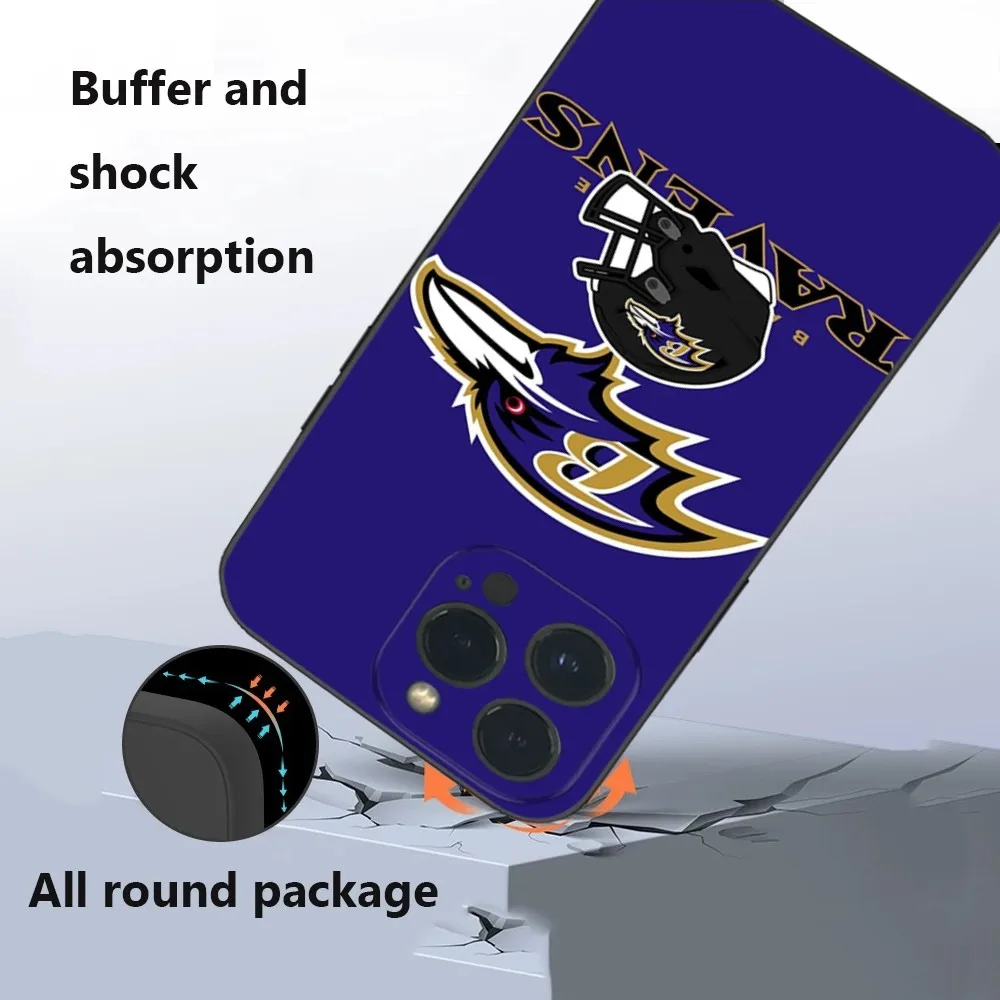 B-Baltimore R-Ravens-S Phone Case  For iPhone16 15 14 13 12 Mini 11 Pro XS Max X XR SE5 6 7 8 Plus Soft Silicone Cover