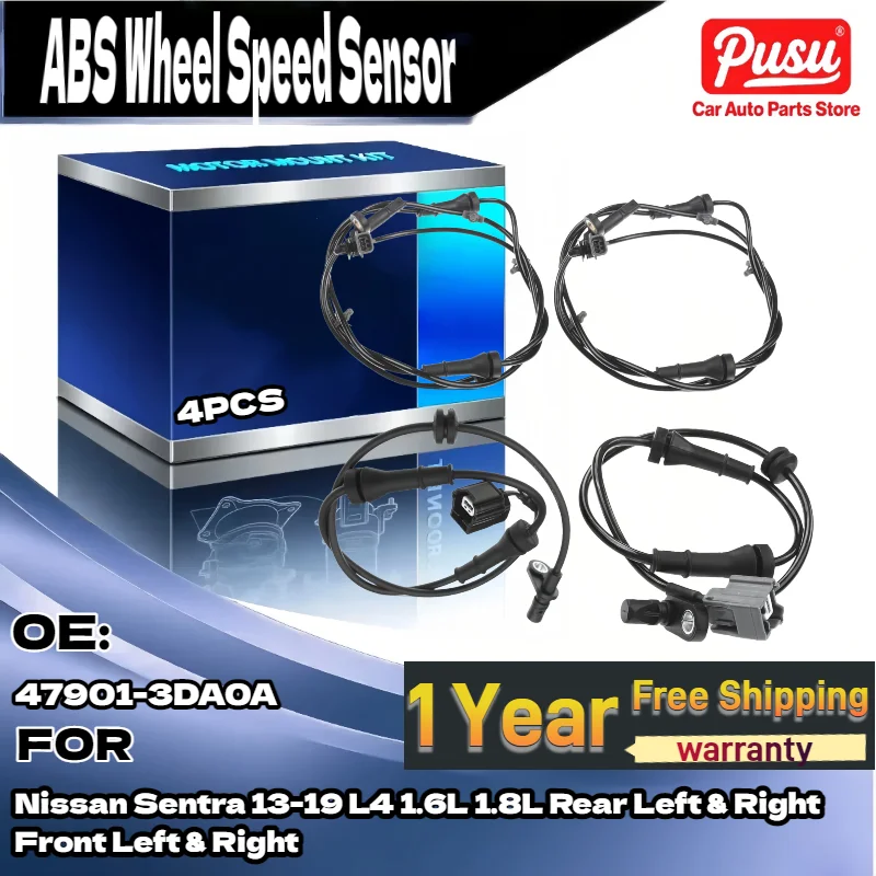 

4x датчик скорости переднего и заднего колеса ABS для Nissan Sentra 2013-2019 L4 1.6L 1.8L 47900-3DA0A 47901-3DA0A 47910-3DA0A