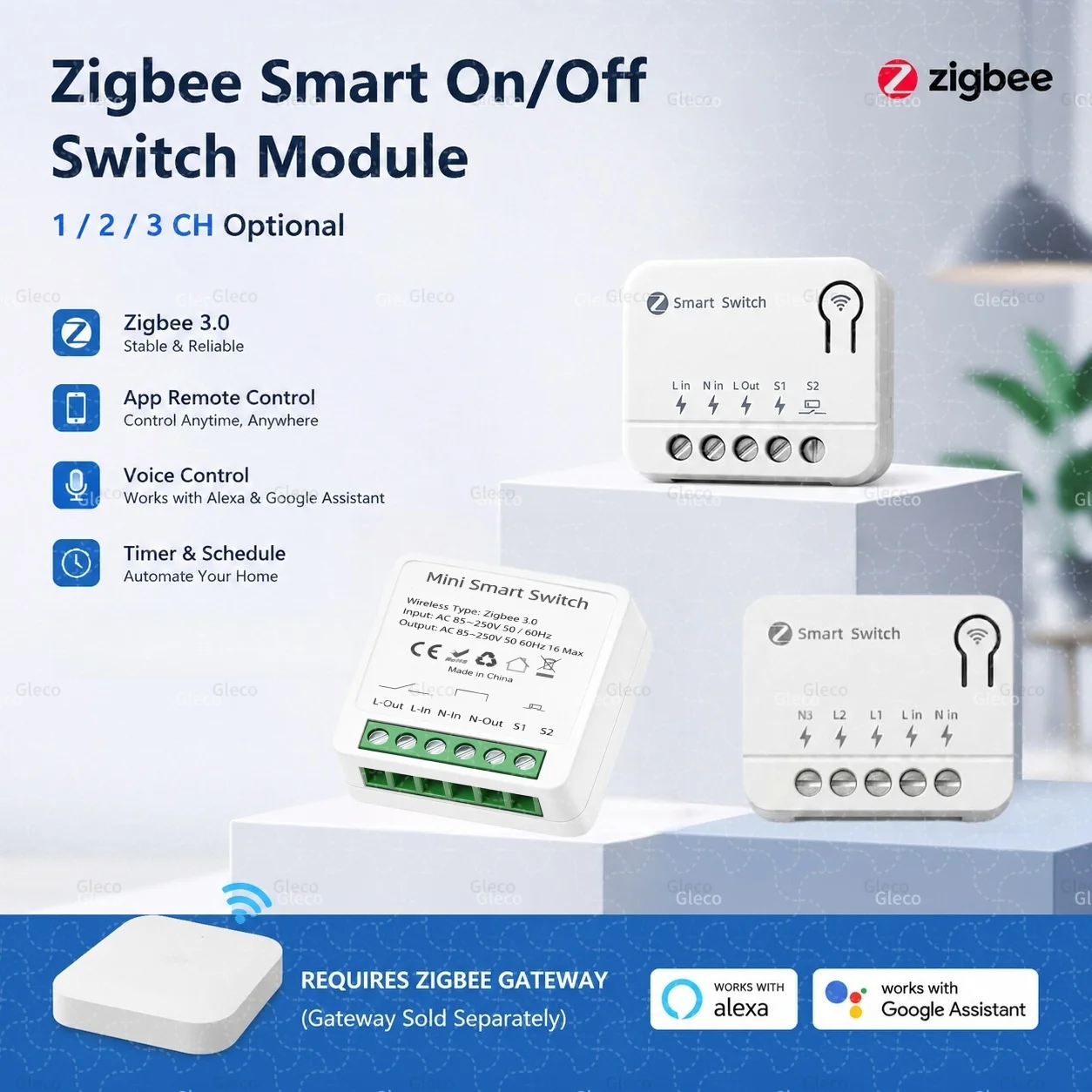 ZigBee Tuya Smart Switch Module 1/2/3 Channel Relay Breaker 10A Smart Home Automation Work With Smart Life Alexa Google Hub Need