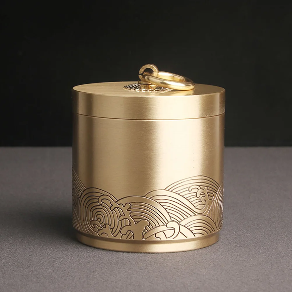 

Compact Brass Ashtray Lidded Indoor Desktop Container High Grade Material Decorative Smoke Ash Storage Living Room Tidy