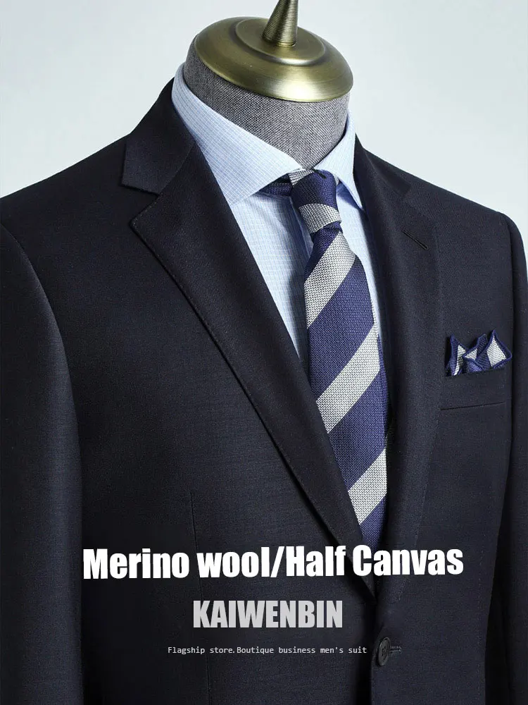 Mes's Suits 100% Wool Pure Half-canvas Single Breasted 2-Pieces Jacket Pants Casual Business Custom Made High Quality Wedding