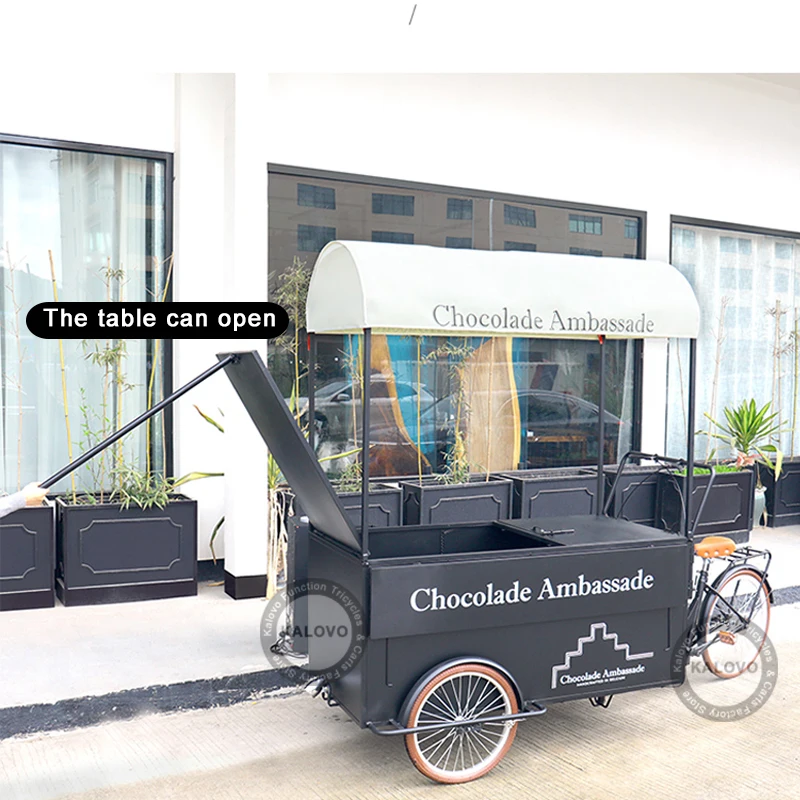 Mobile Coffee Bike Multi-Functional Vending Carts Decoration Promotional Stalls Outdoor Food Tricycle With Rear Box