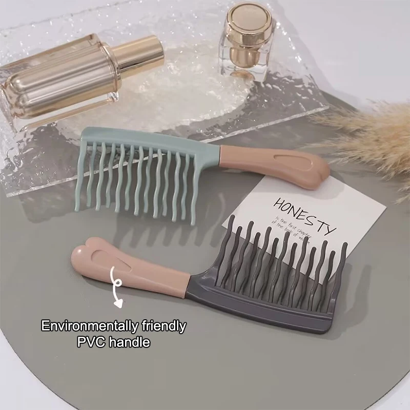 1個入り ダブルロウ ワイドトゥースコーム ロングパーマヘア カールヘア ふんわりスタイリングツール 特殊ヘアコーム 静電気防止ヘアブラシ