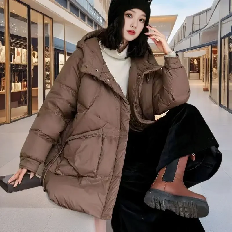 Winter Down Fashion Women's Down Jacket Commuter 90 White Duck Down Loose Jacket