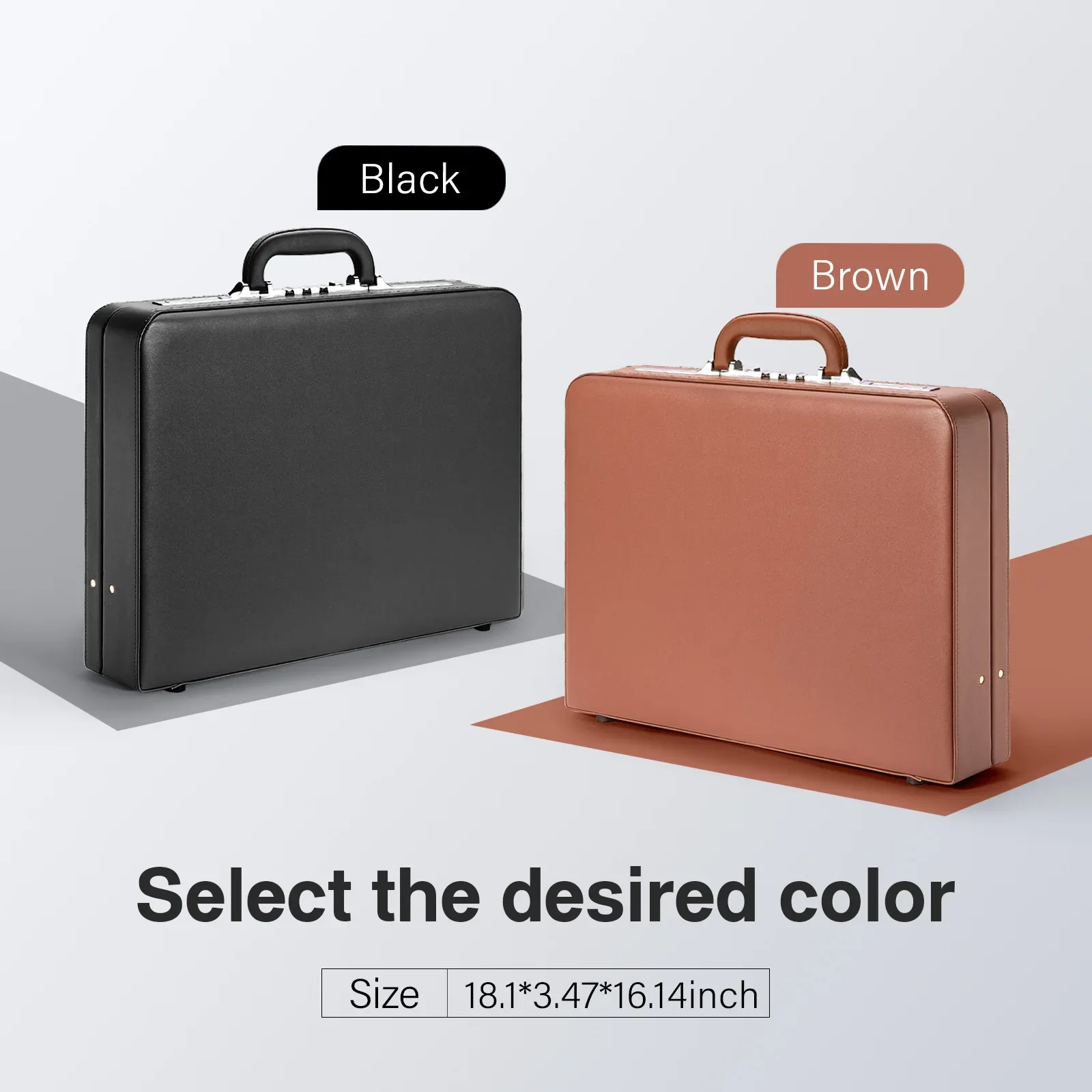 PU Leather File Organizer Briefcase with Combination Lock Portable Laptop Document Storage Case for Business Travel 서류 가방