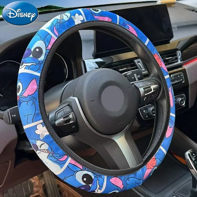 

Disney Cartoon Stitch Steering Wheel Cover 15in Cute Character Universal Car Accessories for Men Women Steering Wheel Protector