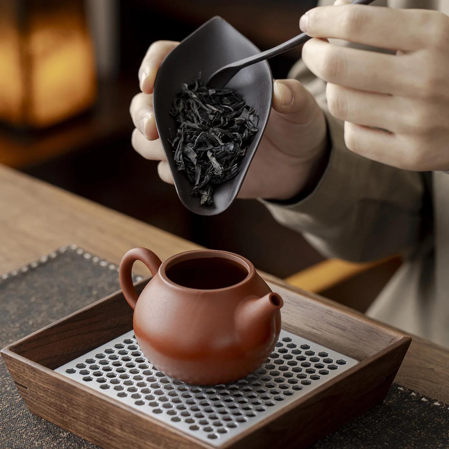 Black Bakelite Tea Scoop Two-Piece Set Six Gentlemen Tea Ceremony Accessories wooden scoop