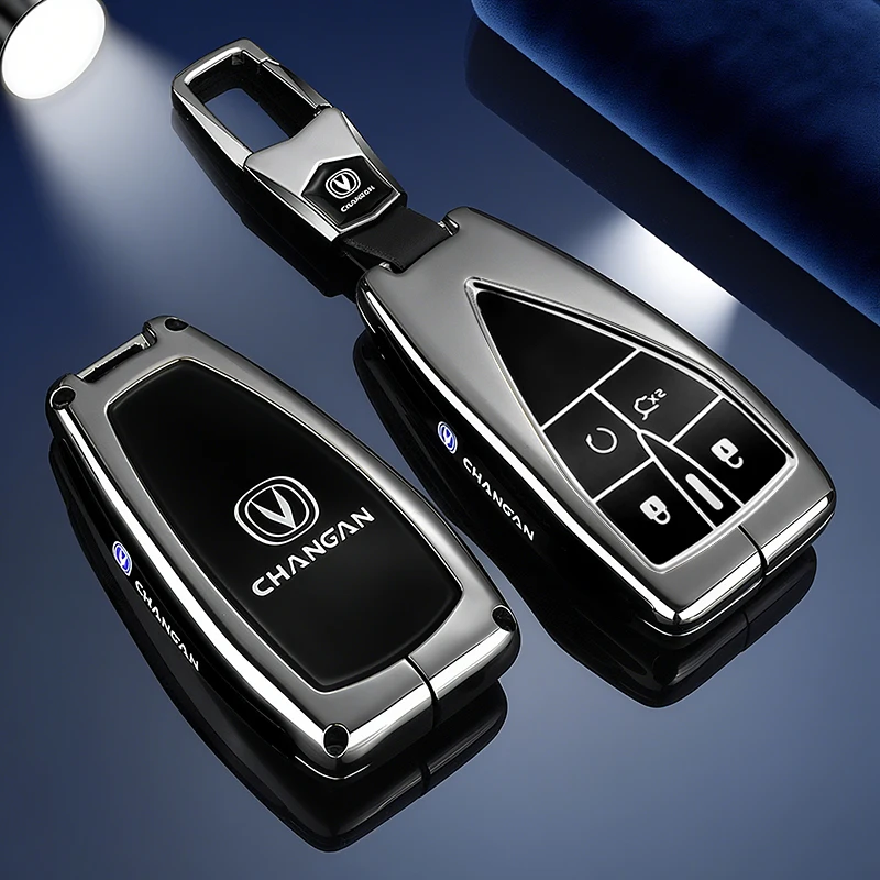 Zinc Alloy Key Cover for Changan CS55Plus UNI-T CS35Plus CS75 X5 Plus UNI-S, Full Cover Anti-Scratch Car Key Fob Accessories