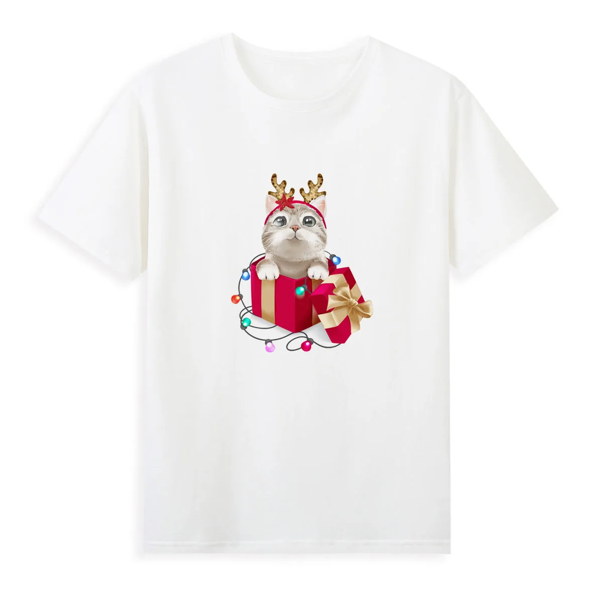 Cat Gift Print T-shirt Summer Short Sleeve Top Female Casual Tees Cheap Women's Clothing A0141