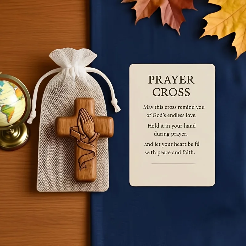 Resin 3D Pocket Prayer Cross with Holy Water Droplet Design & Prayer Card - Portable Christian Religious Gift,for Christ Symbol