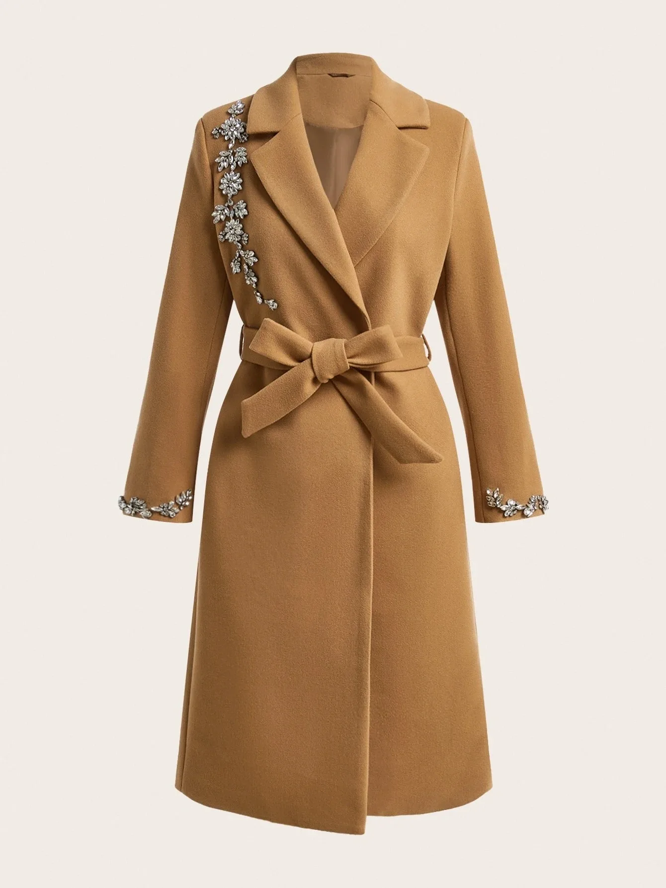 Elegant Women's Formal Dresses Suit Gowns Crystal Appliques Long Over Jacket Coat For Female One Button Coat Customized