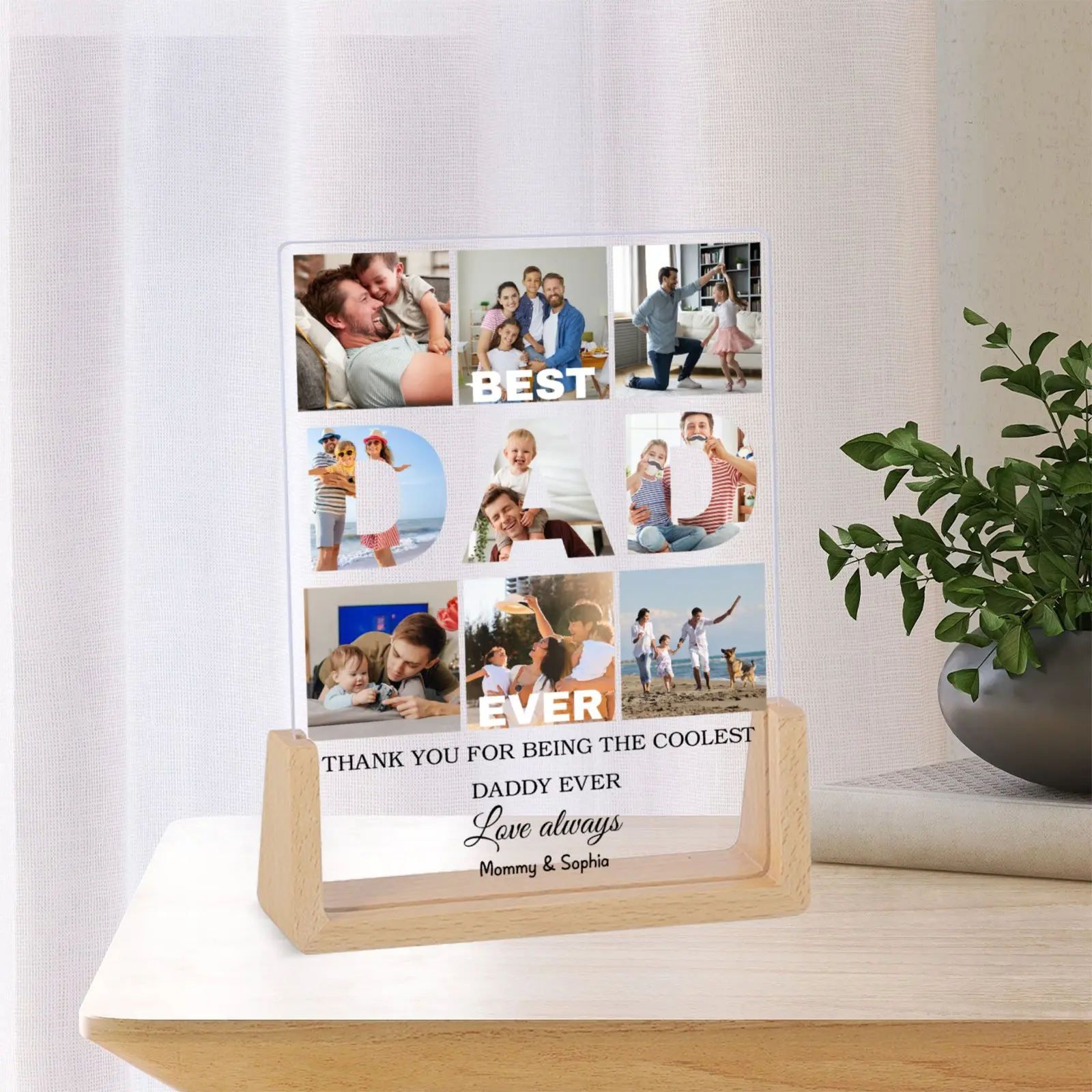 Personalized Dad Photo Collage Gift Picture Frame Custom Father's Day Gift for Papa Grandfather Home Decor Desktop Photo Frames