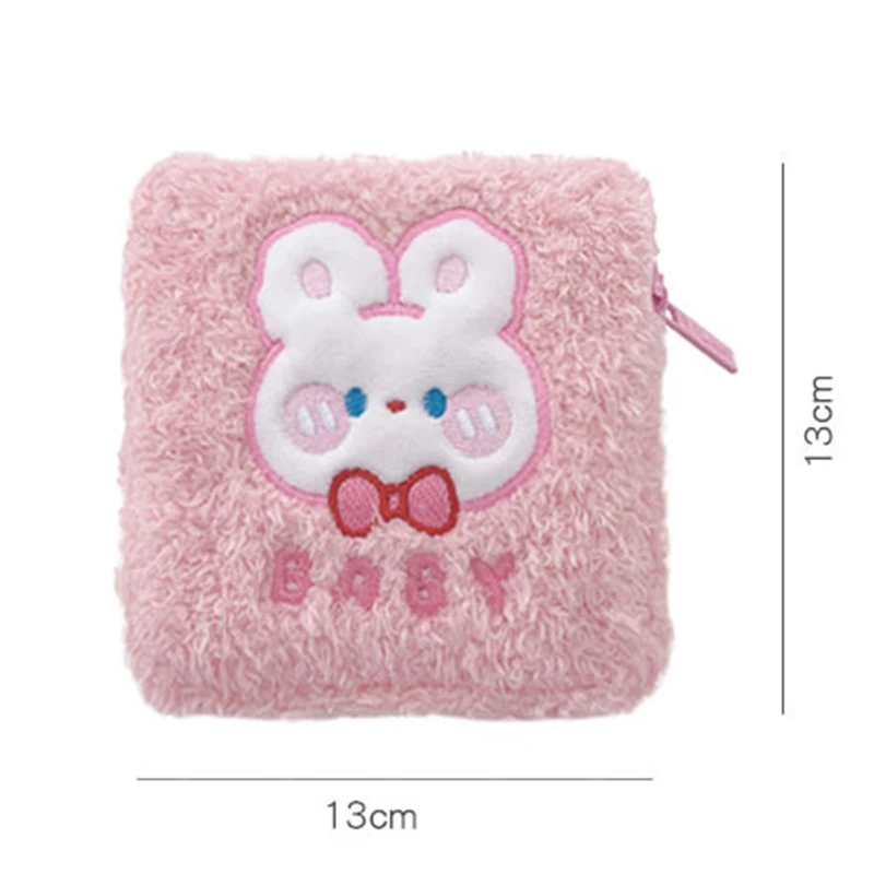 Plush Tampon Storage Bag Women Pink Rabbit Small Sanitary Napkin Toiletry Bag Travel Cosmetic Bags Girls Tampon Holder Organizer