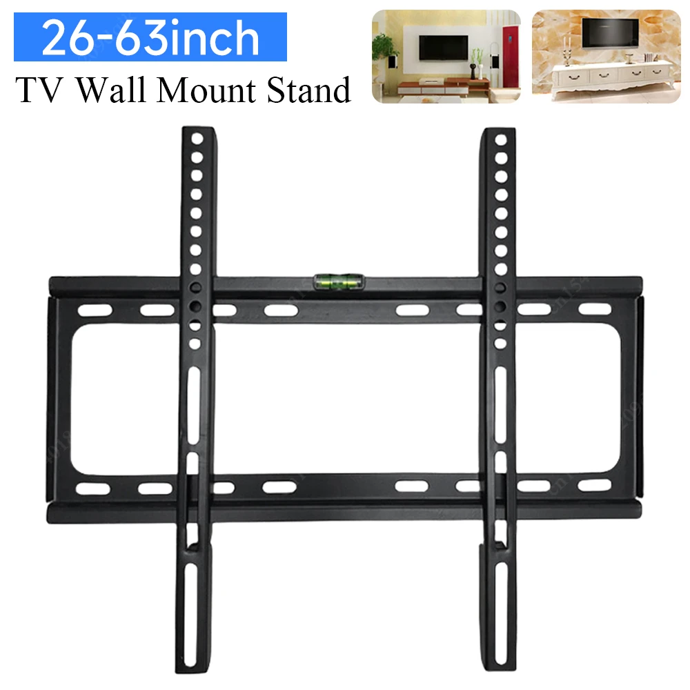 26-63inch TV Support Mount Television Mounting Holder with Level Low Profile Flat Adjustable TV Wall Mount for LCD LED TV Screen