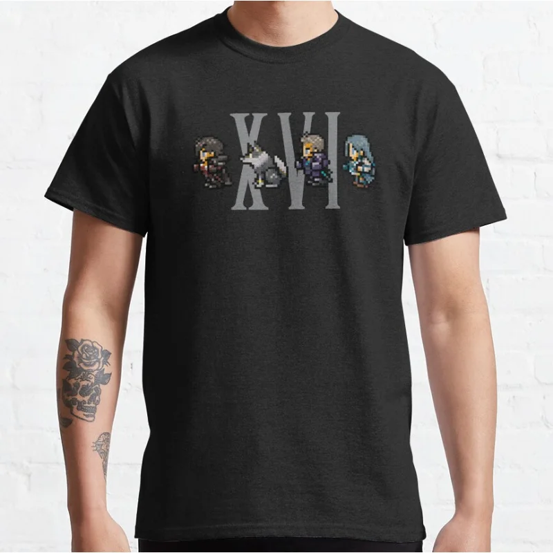 Clive, Torgal, Cid, and Jill XVI Design FFXVI Pixel Party Members Final Fantasy video game Gift t shirt for man Large size Tops