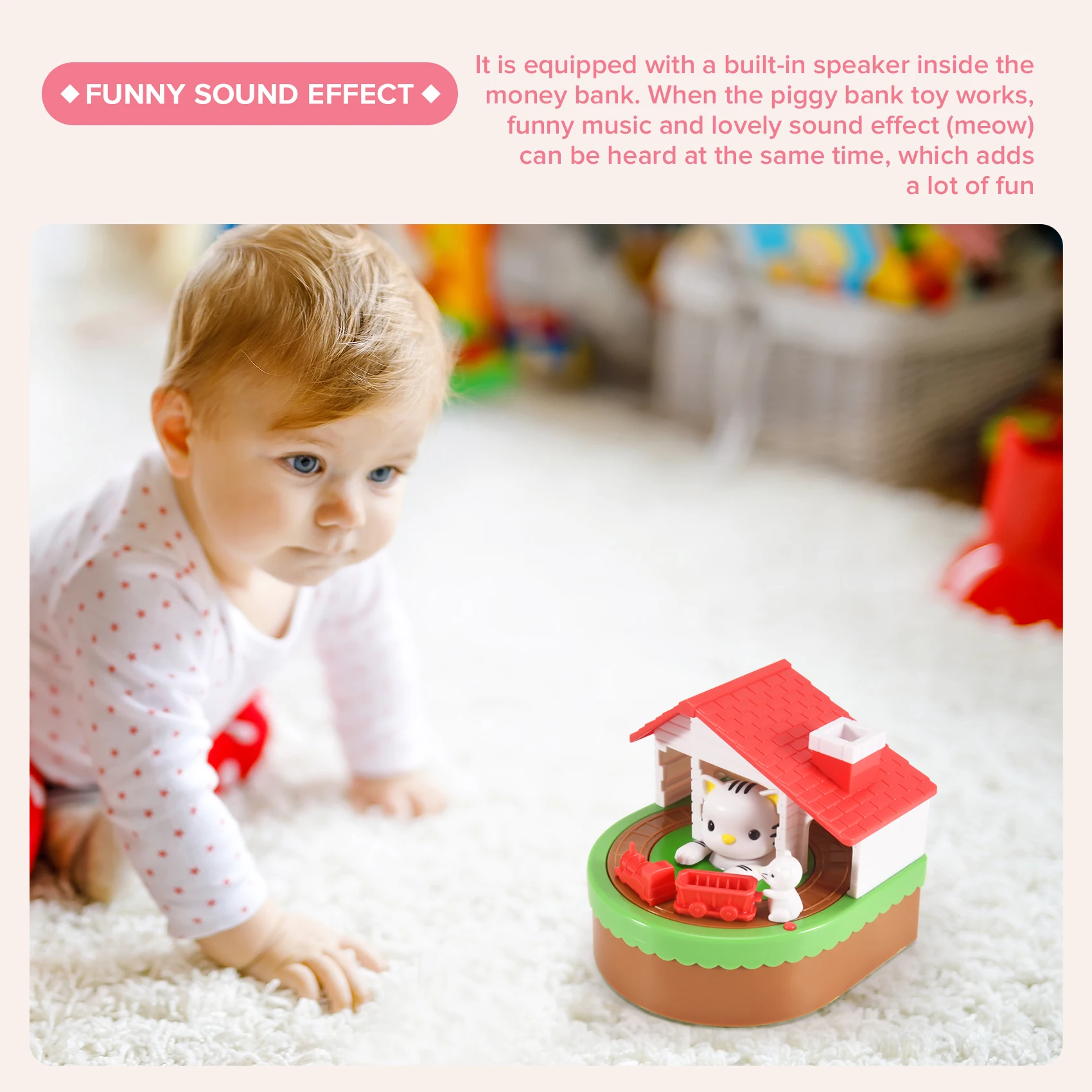 حصالة على شكل خنزير للأطفال، بنك عملات إلكتروني على شكل بيت القطط، بنك نقود للقطط والماوس يسرق تلقائيًا، صندوق توفير صندوق المال-ABJU