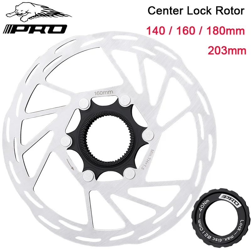 IIIPRO Bicycle Center Lock Disc Brake Rotor 140mm/160mm/180mm/203mm Road Bike Disc Brake Rotor with Lock Ring