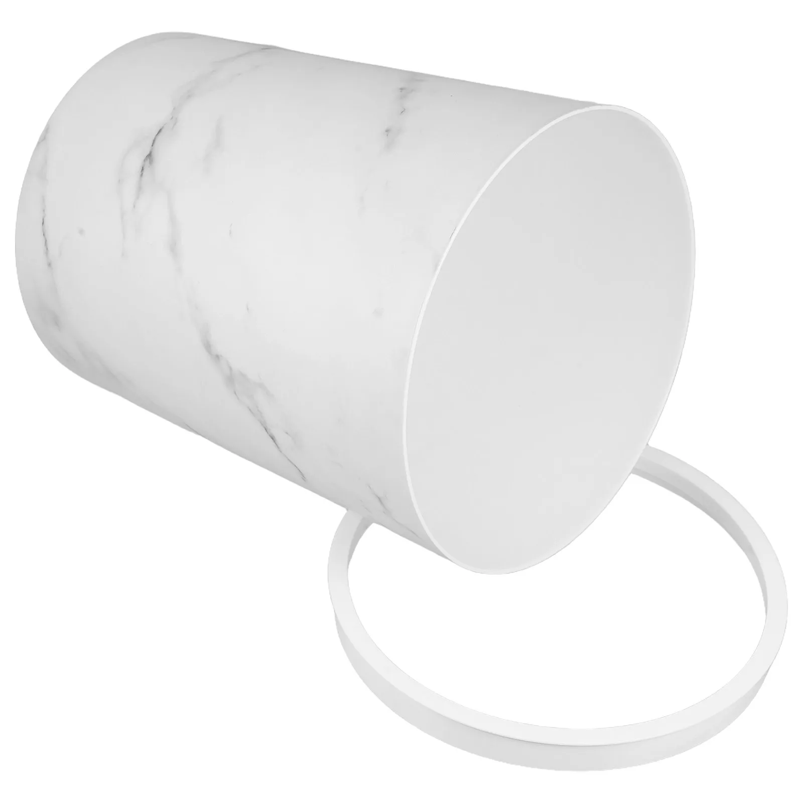 

Large Capacity Marble Pattern Trash Bin White Plastic Wastebasket Round Design Garbage Pail for Kitchen Bathroom Office Living