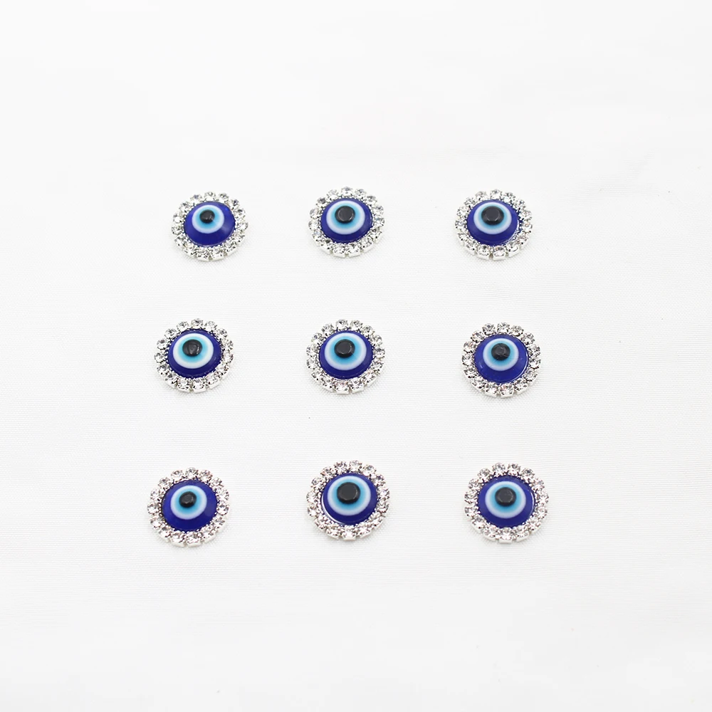 15mm Blue Devil's Eye Flat Round Beads Button For Shoes Bag DIY Decoration Jewelry Accessories  Clothing Crafting