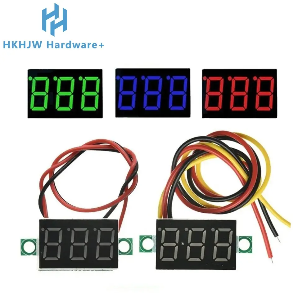 Mini 0.36 Inch DC 0-30V Voltmeter 2 Wires 3 Wires 4 Digits LED Motorcycle Digital Voltmeter Tester Digital Display Meter