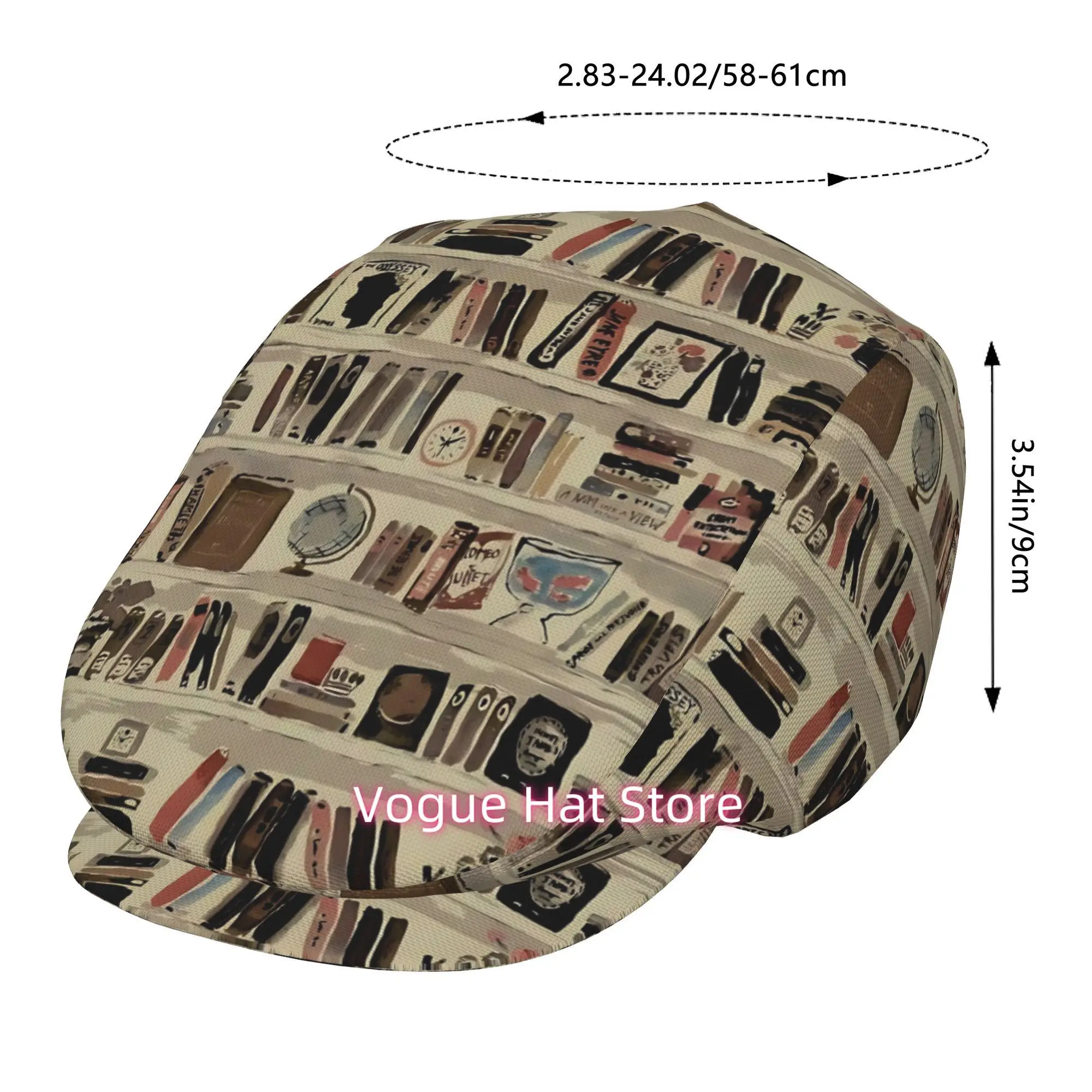 1pc of a Study Room Moments Beret, Featuring an All-Over Print, This Retro Newsboy Cap Is Unisex And an Essential Fashion Item f