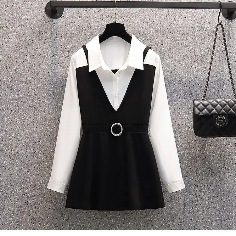 Two Piece Set for Women Spring Fashion Office Sets Spring Autumn New Slim Turn Down Collar Shirt High Waist Straight Pants