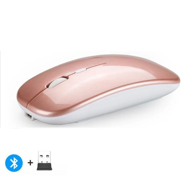 Oplaadbare draadloze muis Bluetooth-compatibele 2,4 GHz dubbele modi computermuizen met nano-ontvanger voor pc-laptop Macbook