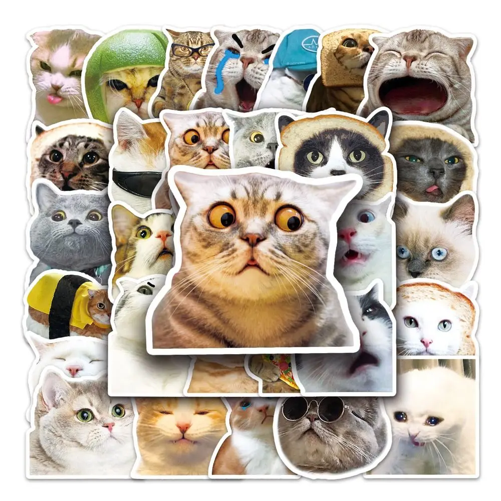 50/100Pcs Cat Emoticon Pack Graffiti Cute Pet Sticker Mobile Luggage Helmet Refrigerator Guitar Decoration Waterproof Sticker