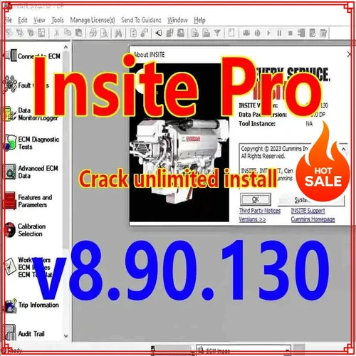 Cummins Insite 8.9.130 PRO con software de diagnóstico de motor Keygen Código de falla Ajuste de prueba de diagnóstico del motor Edición RemoveECM