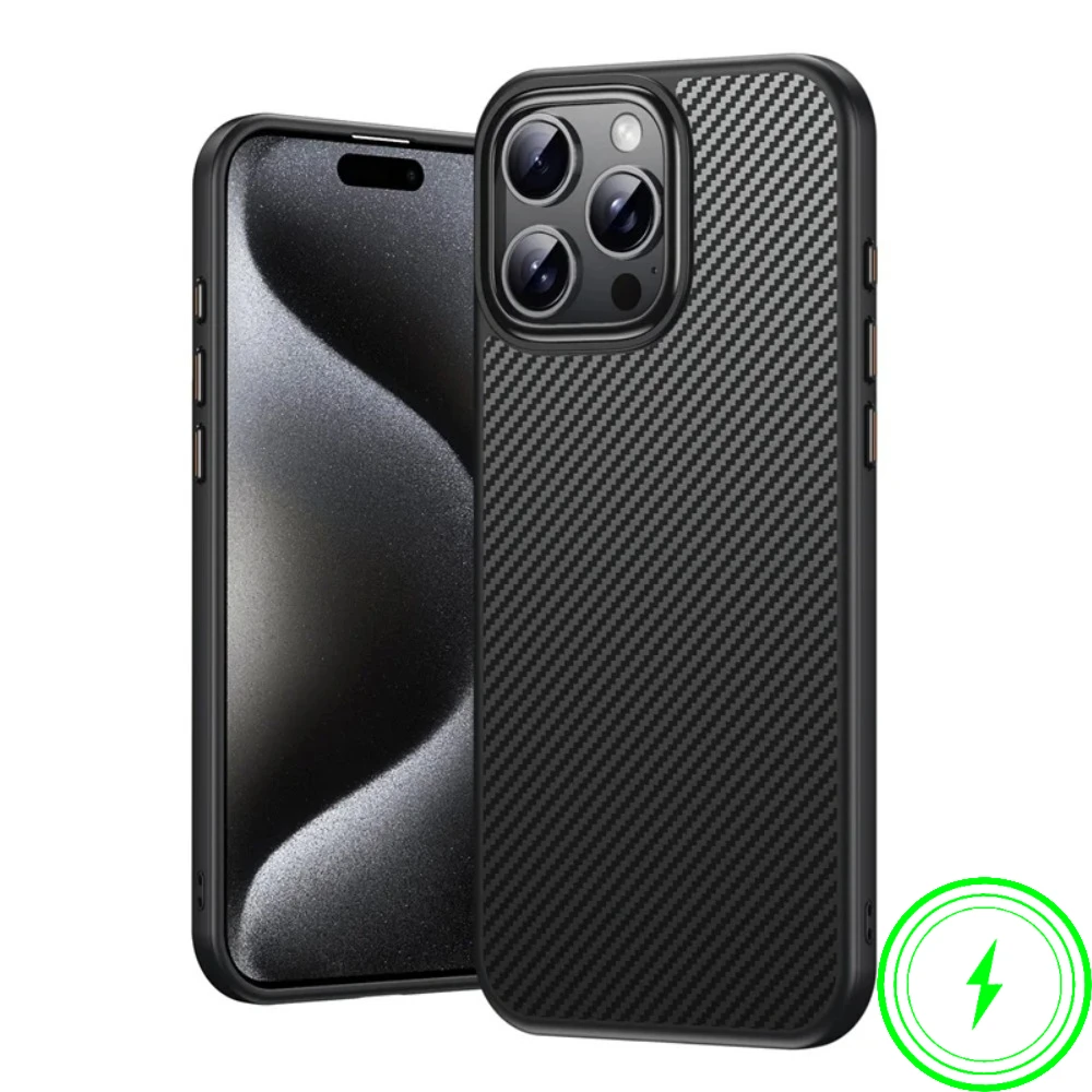 

Premium Hidden Magnet Carbon Fiber Texture Anti-fall Shell For iPhone 17 Pro Max 16 15 14 Plus For Magsafe Anti-fingerprint Case
