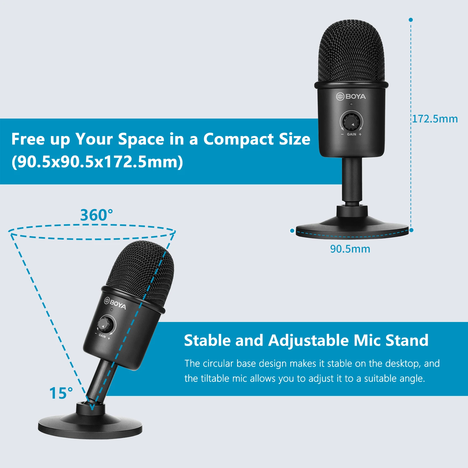 BOYA BY-CM3 Desktop USB Microphone for PC Gaming Computer Android Mac Streaming Podcasting Vocals Instrument Recording Tablets