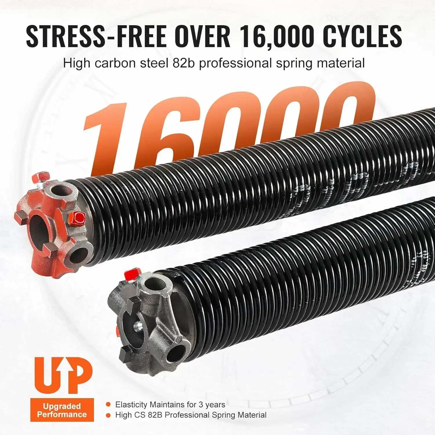 

[XMSJ]Garage Door Torsion Springs, Pair of 0.218 x 2 x 24inch, Garage Door Springs with Non-Slip Winding Bars, 16000 Cycles