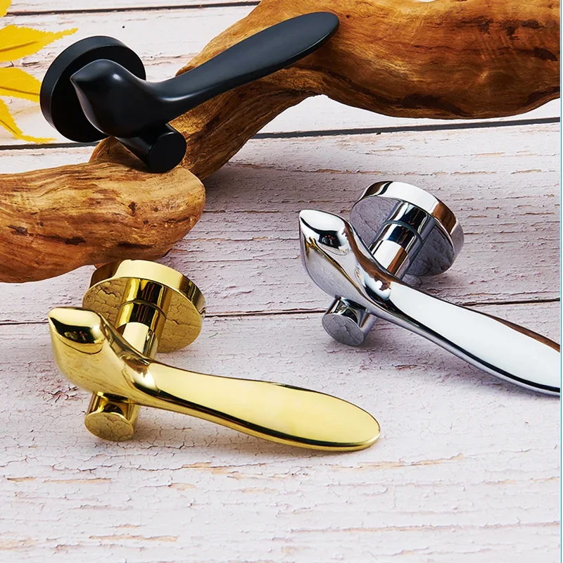 Golden Minimalist Bird Mute Door Lock Bedroom Wooden Door Locks Indoor Room Door Handle with Lock Body Cylinder 3 Keys Split