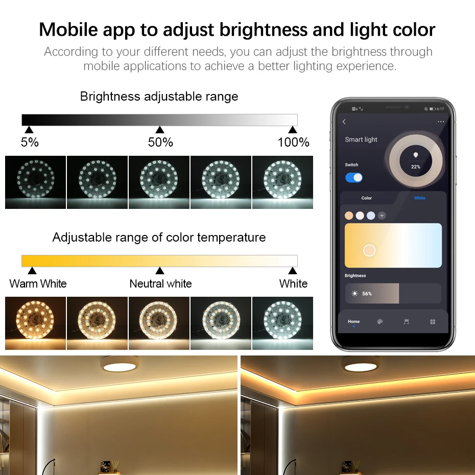 220V Ceiling Lamp Module Smart RGB Dimming Work with Alexa Google Tuya Smart WiFi Control DIY Ceiling Light for Home Decor