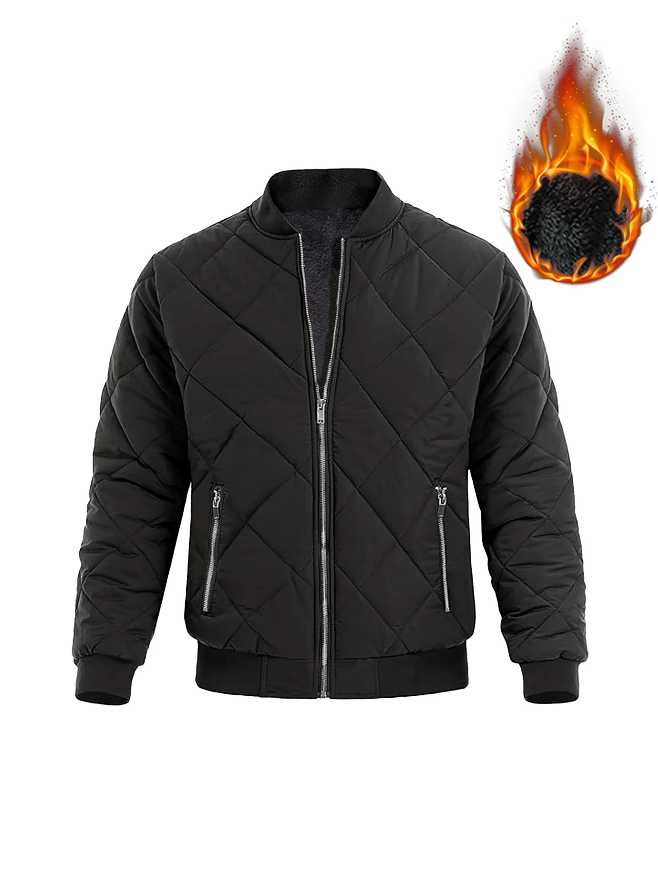 

Winter Men's Outdoor Sports Cotton Jacket with Baseball Collar, Fleece-Lined and Thickened, Windproof and Warm Casual Top